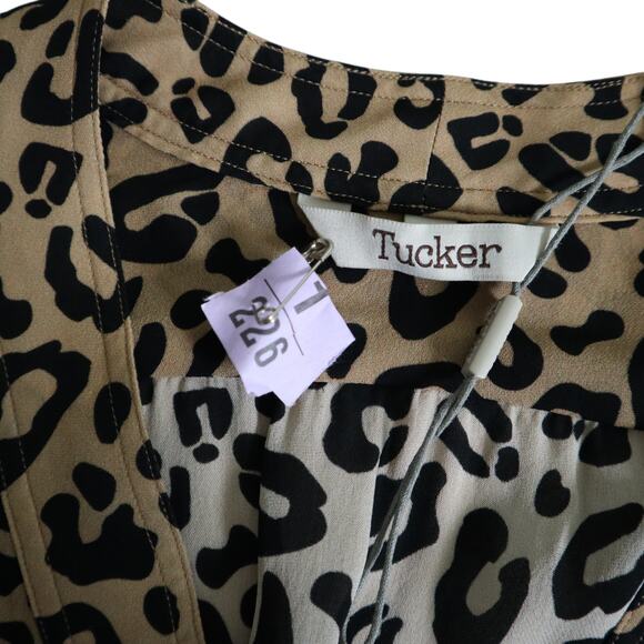Tucker Womens Silk Leopard Print Dress Size‎ Small Tie Waist Kitty Cat Dreamer - Picture 7 of 12